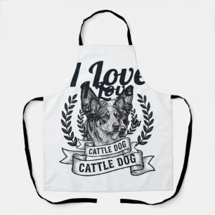 I Love My Cattle Dog Vintage Engraving Design_1 Apron