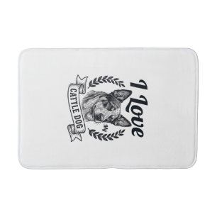 I Love My Cattle Dog Vintage Engraving Design_1 Bath Mat