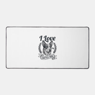 I Love My Cattle Dog Vintage Engraving Design_1 Desk Mat