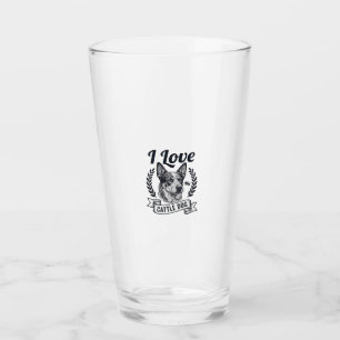 I Love My Cattle Dog Vintage Engraving Design_1 Glass