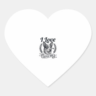 I Love My Cattle Dog Vintage Engraving Design_1 Heart Sticker