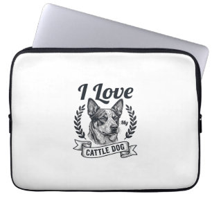 I Love My Cattle Dog Vintage Engraving Design_1 Laptop Sleeve