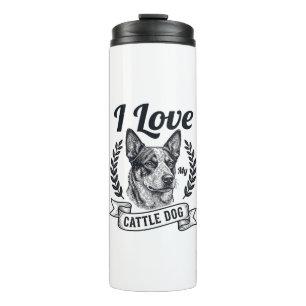 I Love My Cattle Dog Vintage Engraving Design_1 Thermal Tumbler