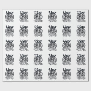I Love My Cattle Dog Vintage Engraving Design_1 Wrapping Paper