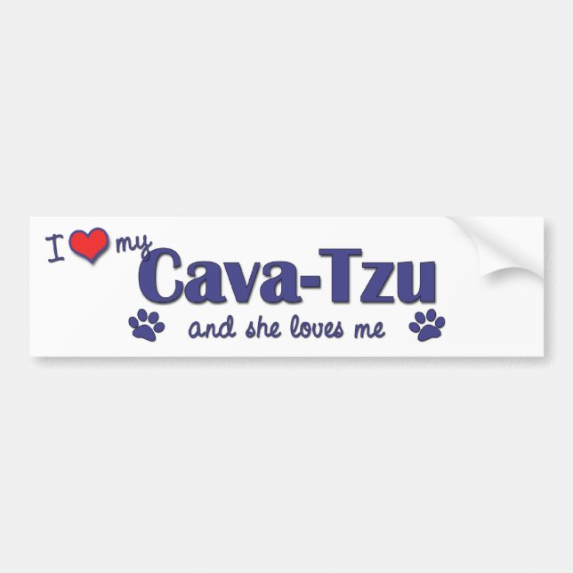 I Love My Cava-Tzu (Female Dog) Bumper Sticker (Front)