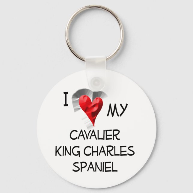 I Love My Cavalier King Charles Spaniel Key Ring (Front)