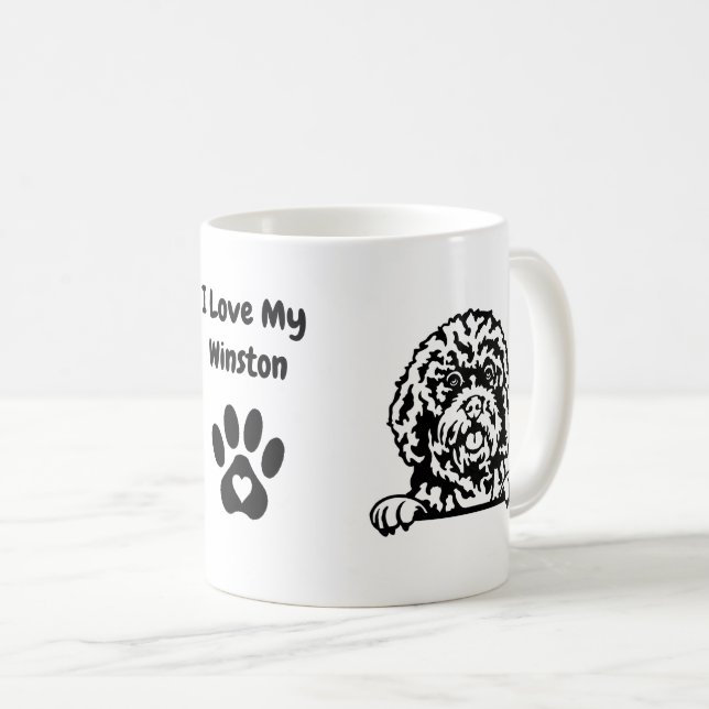 I Love my CAVAPOO | Name & Paw Print Coffee Mug (Front Right)