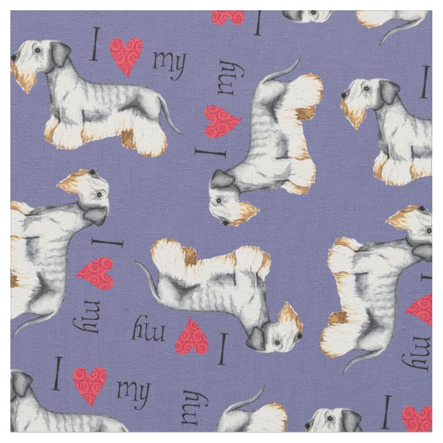 I Love my Cesky Terrier Fabric (Close Up)