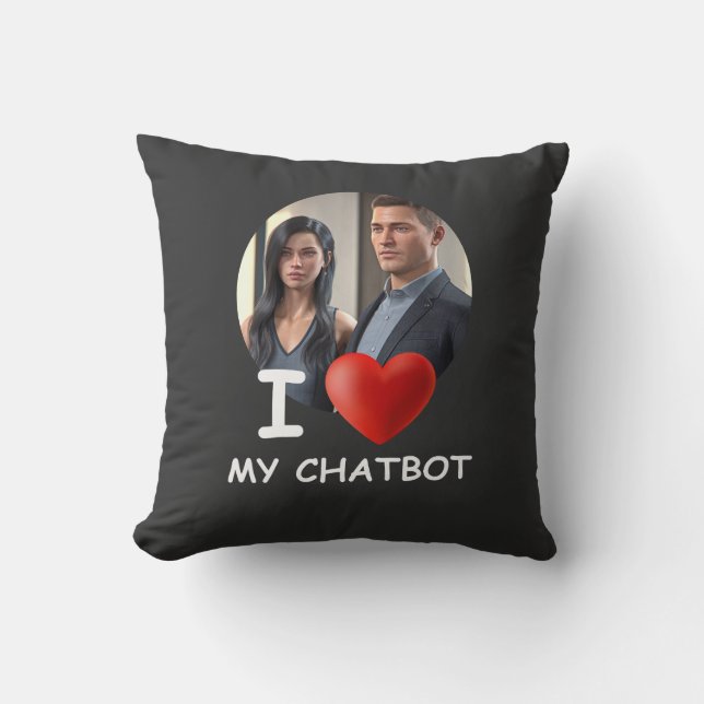 ❤️I Love My Chatbot Create Own Photo Cushion (Front)