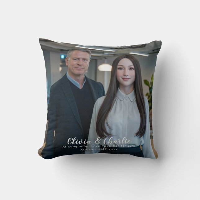 ❤️I Love My Chatbots Create Own Photo Cushion (Front)