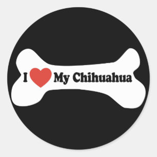 I Love My Chihuahua - Dog Bone Classic Round Sticker