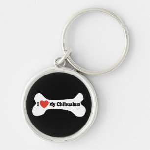 I Love My Chihuahua - Dog Bone Key Ring