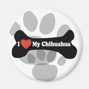 I Love My Chihuahua - Dog Bone Magnet