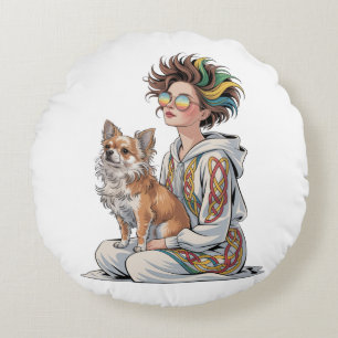 i love my chihuahua round cushion