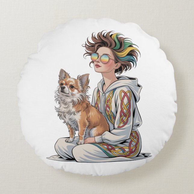  i love my chihuahua  round cushion (Front)