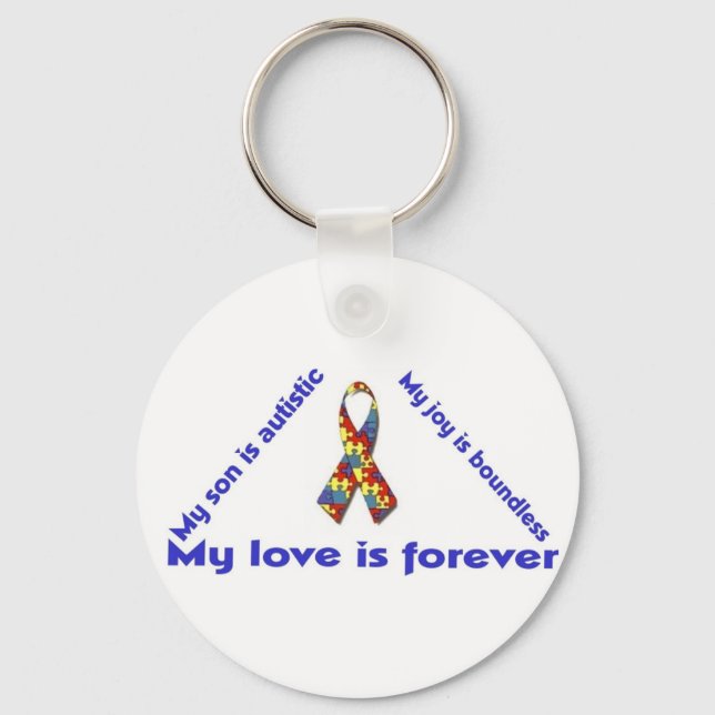 I love my child with autism - unique keychain desi (Front)