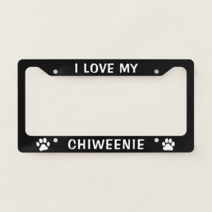 I Love My Chiweenie - Paw Prints Licence Plate Frame