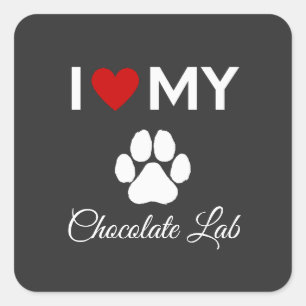 I love my Chocolate Lab dog custom text Square Sticker