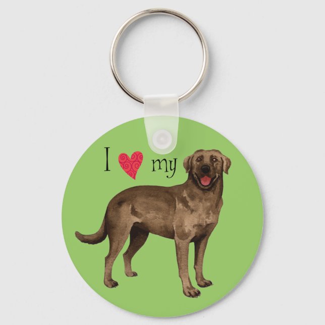 I Love my Chocolate Lab Key Ring (Front)