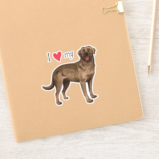 I Love my Chocolate Lab Vinyl Sticker (Notebook)