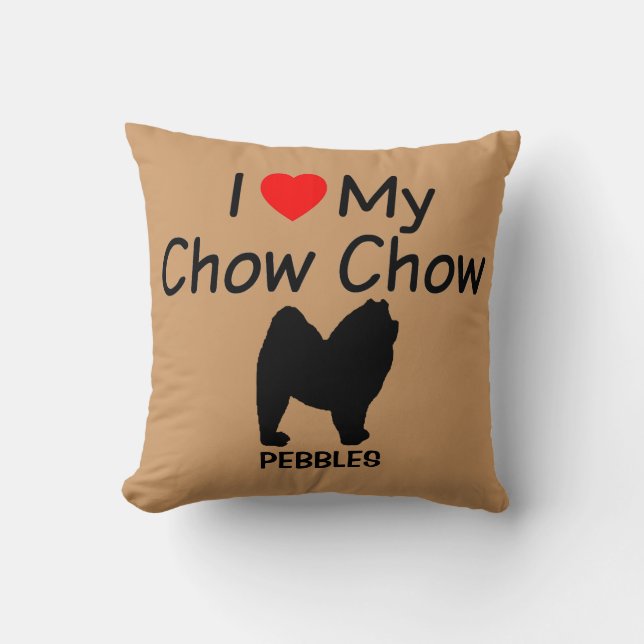 I Love My Chow Chow Dog Cushion (Front)
