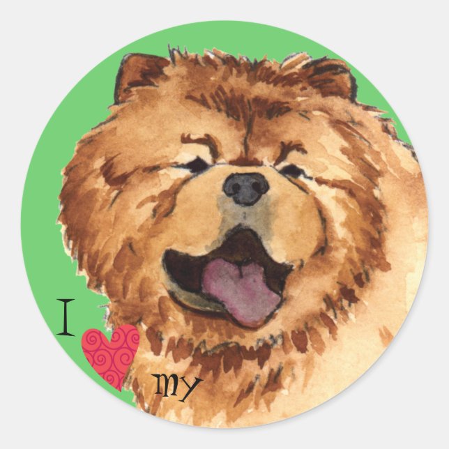 I Love my Chow Classic Round Sticker (Front)