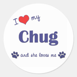 I Love My Chug (Female Dog) Classic Round Sticker