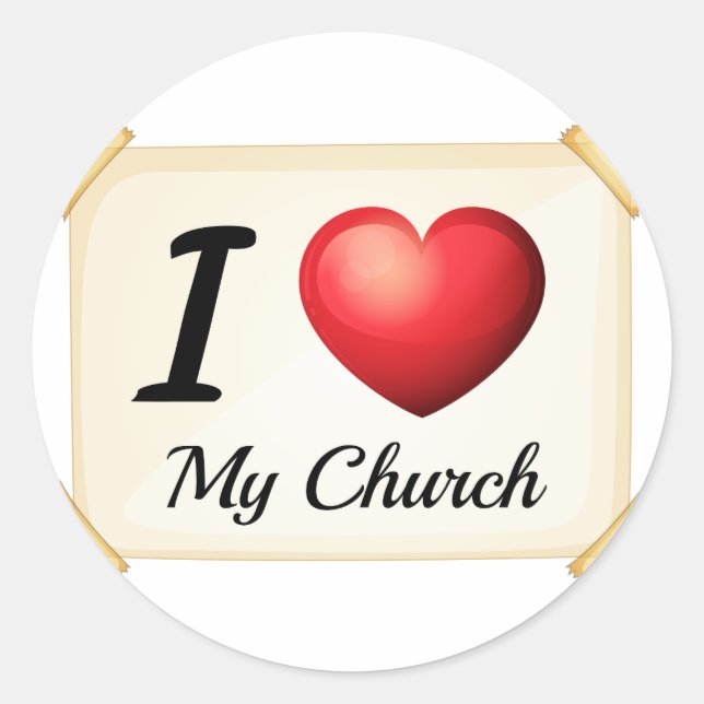 I love my church classic round sticker (Front)