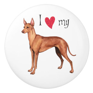 I Love my Cirneco dell'Etna Ceramic Knob