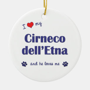 I Love My Cirneco dell'Etna (Male Dog) Ceramic Tree Decoration