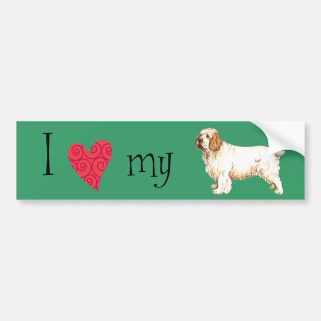I Love my Clumber Spaniel Bumper Sticker (Front)