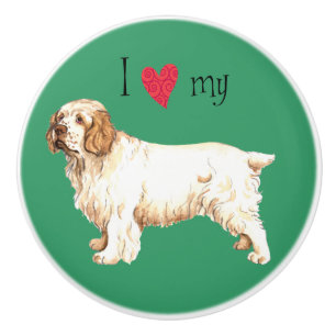 I Love my Clumber Spaniel Ceramic Knob
