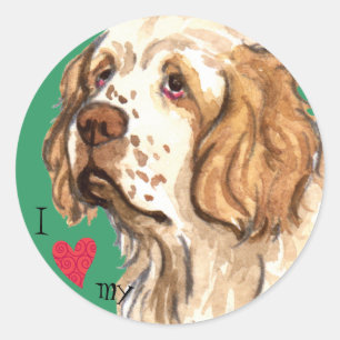 I Love my Clumber Spaniel Classic Round Sticker