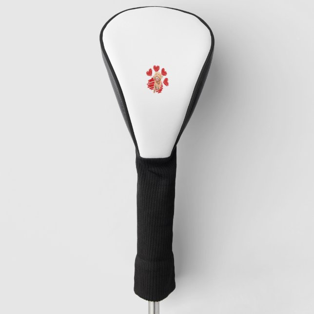 I Love My Cockapoo Dog Paw With Heart Valentines D Golf Head Cover (Front)