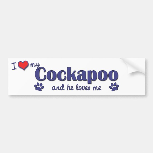 I Love My Cockapoo (Male Dog) Bumper Sticker (Front)