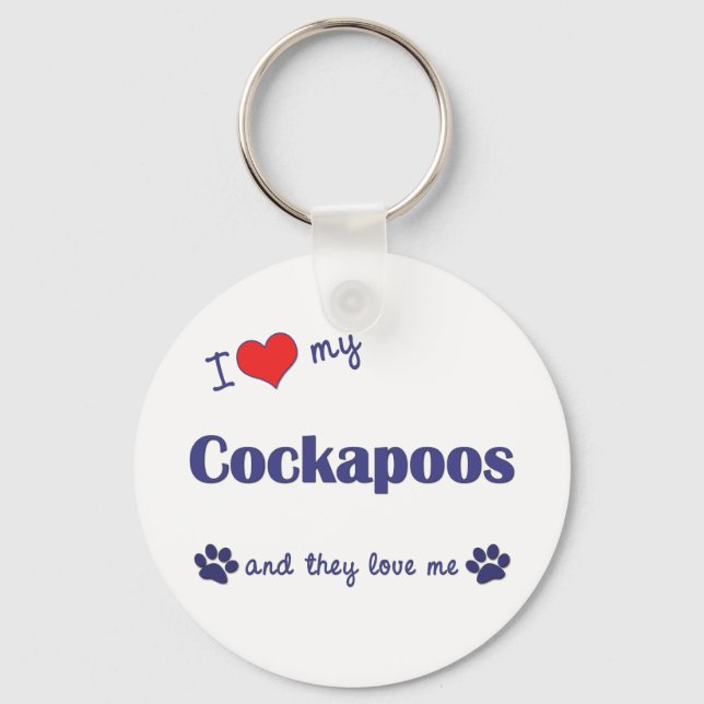 I Love My Cockapoos (Multiple Dogs) Key Ring (Front)