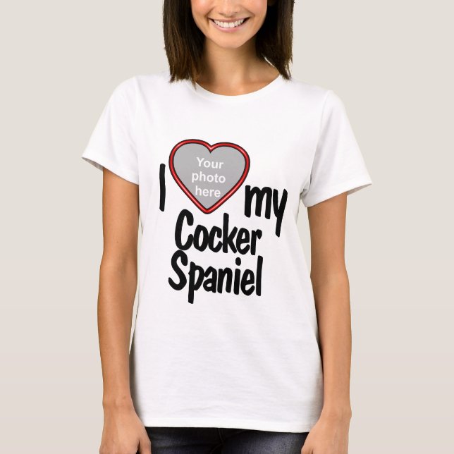 I Love My Cocker Spaniel Cute Red Heart Dog Photo T-Shirt (Front)