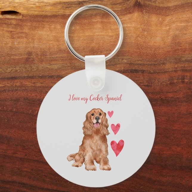 I Love my Cocker Spaniel Dog Personalised  Key Ring (Back)