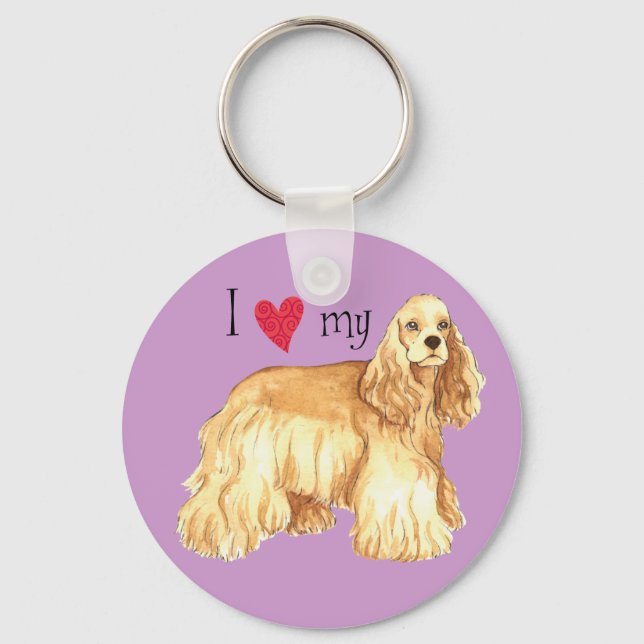 I Love my Cocker Spaniel Key Ring (Front)