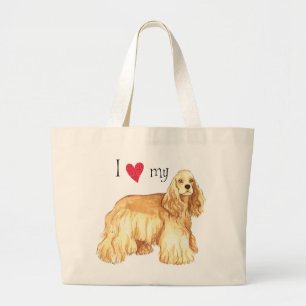 I Love my Cocker Spaniel Large Tote Bag