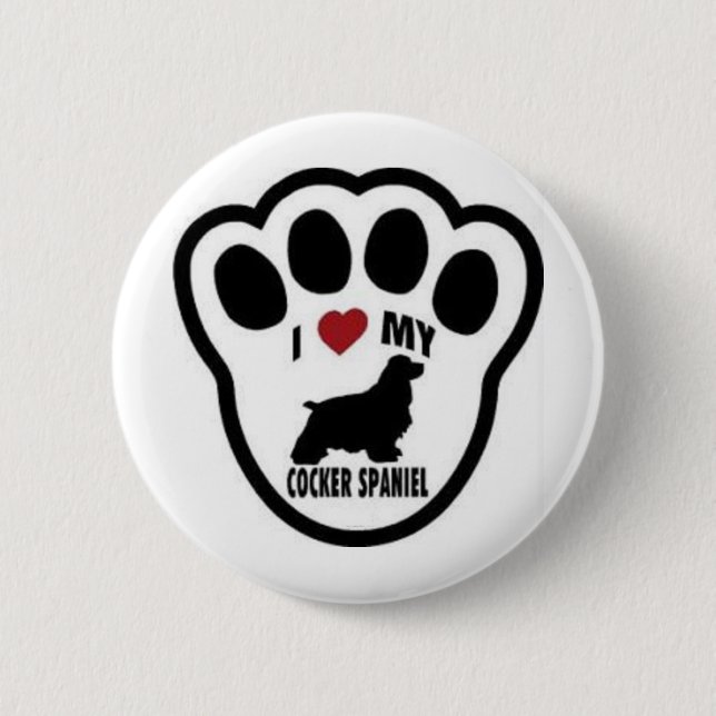I love my Cocker Spaniel Paw Print 6 Cm Round Badge (Front)
