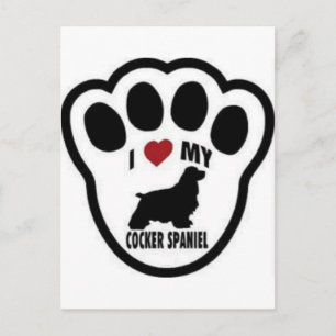 I love my Cocker Spaniel Paw Print Postcard