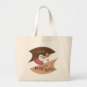 I Love My Coffee Retro Diner Java Splash Large Tote Bag