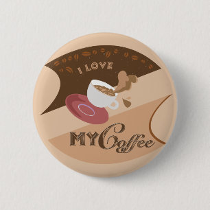I Love My Coffee Retro Java 6 Cm Round Badge