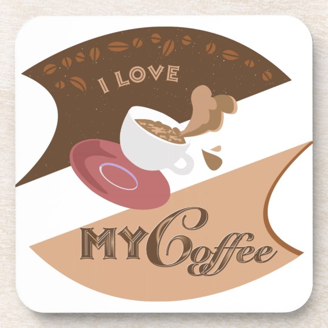 I Love My Coffee Retro Java Coaster (Front)