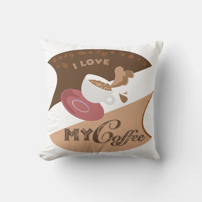 I Love My Coffee Retro Java Cushion (Front)