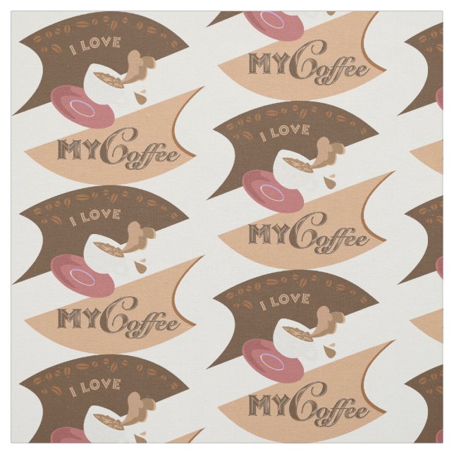 I Love My Coffee Retro Java Fabric (Swatch)