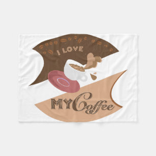 I Love My Coffee Retro Java Fleece Blanket