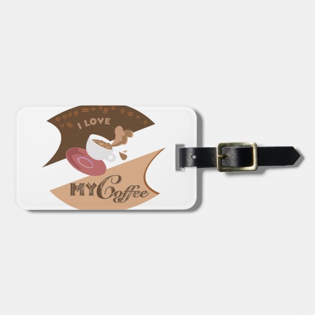 I Love My Coffee Retro Java Luggage Tag (Front Horizontal)