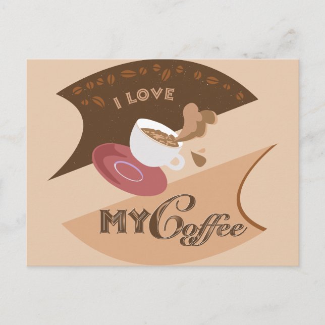 I Love My Coffee Retro Java Postcard (Front)